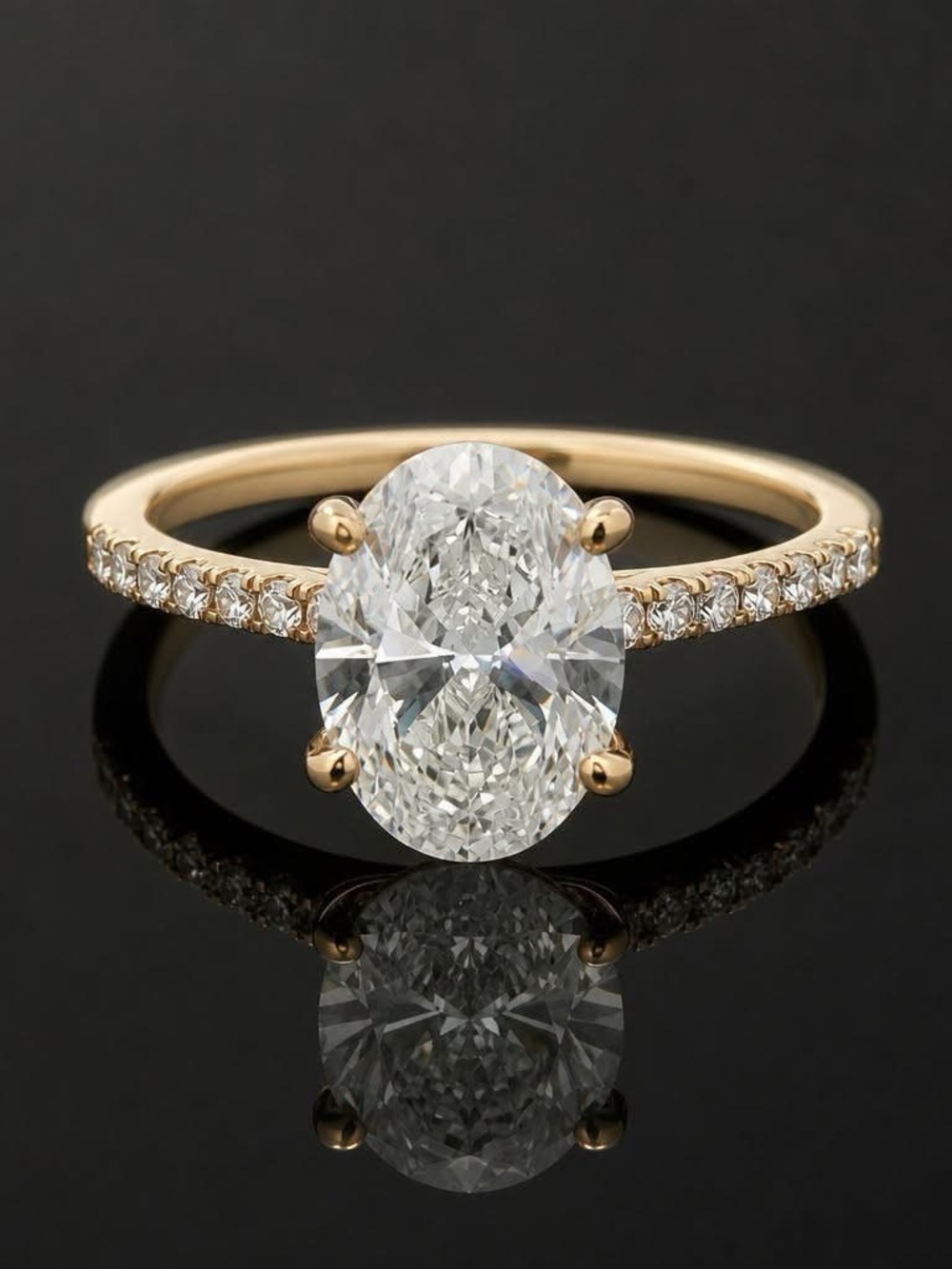 Oval Solitaire Diamond Engagement Ring in Yellow Gold